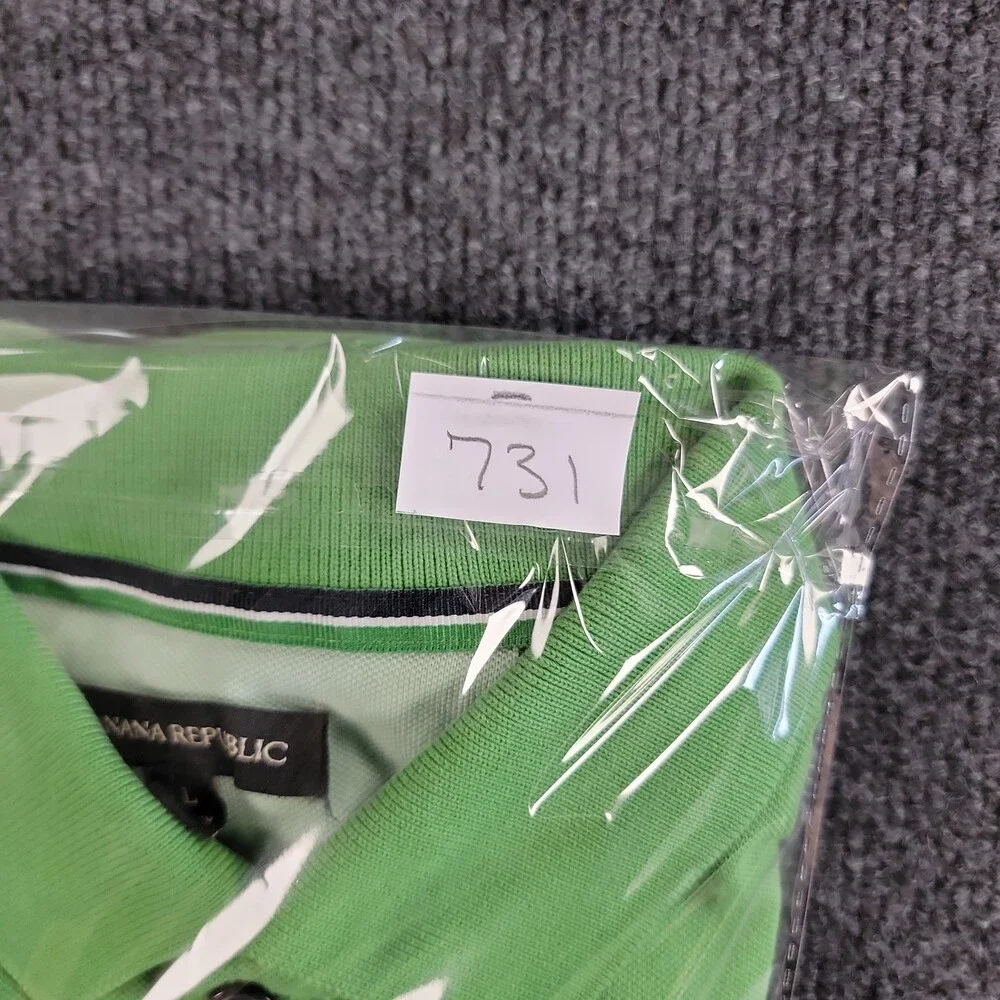Banana Republic Polo Shirt Mens Large Elephant Logo Green Short Sleeve Golf Prep